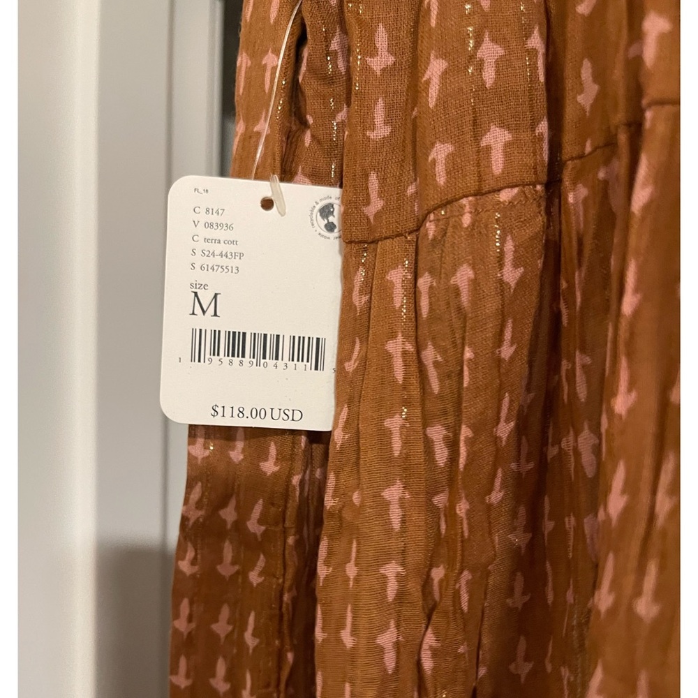 Free People Midnight Dance Print in Terra Cotta Brown Maxi Dress NWT Sz M - Picture 6 of 8